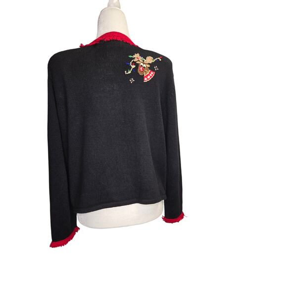 Tiara petites Christmas Cardigan Embroidered Reindeer Snowflakes PXL - Picture 3 of 5